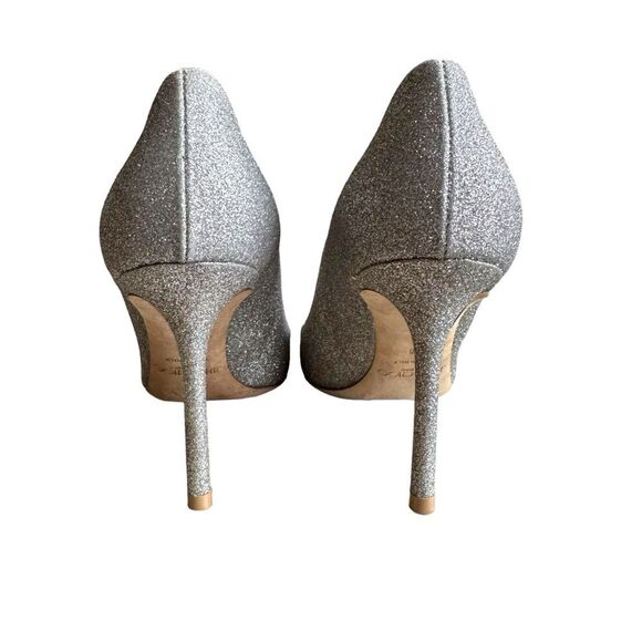Jimmy Choo Romy 100 Silver Glitter Pointed Toe Stiletto High Heel Pumps EU 38 - Picture 6 of 12